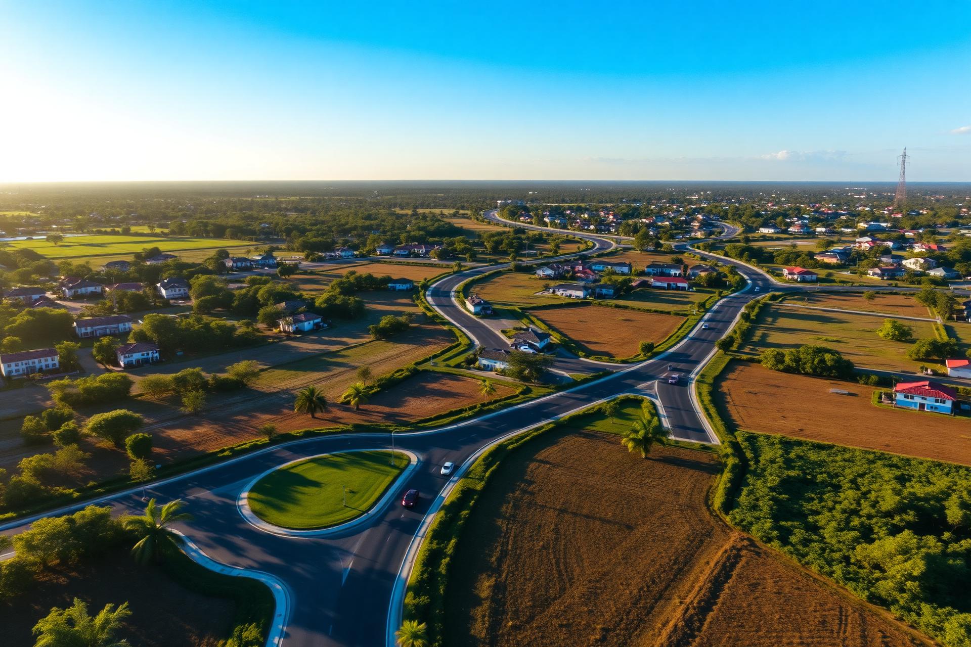 Vista aérea de loteamento planejado